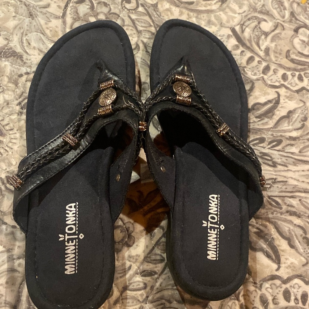 Minnetonka Black Sandals
